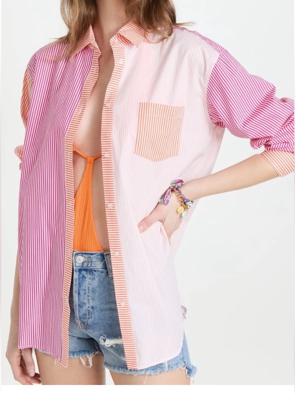 Solid & Striped Striped Cotton Long Sleeve Oxford Tunic Shirting Shirt